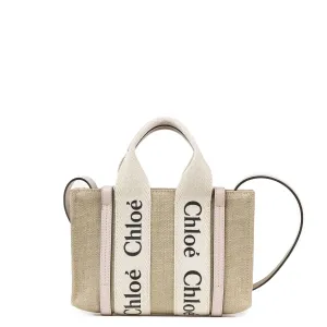 Chloé Sac Woody Tote Mini Lin, Rose Ciment