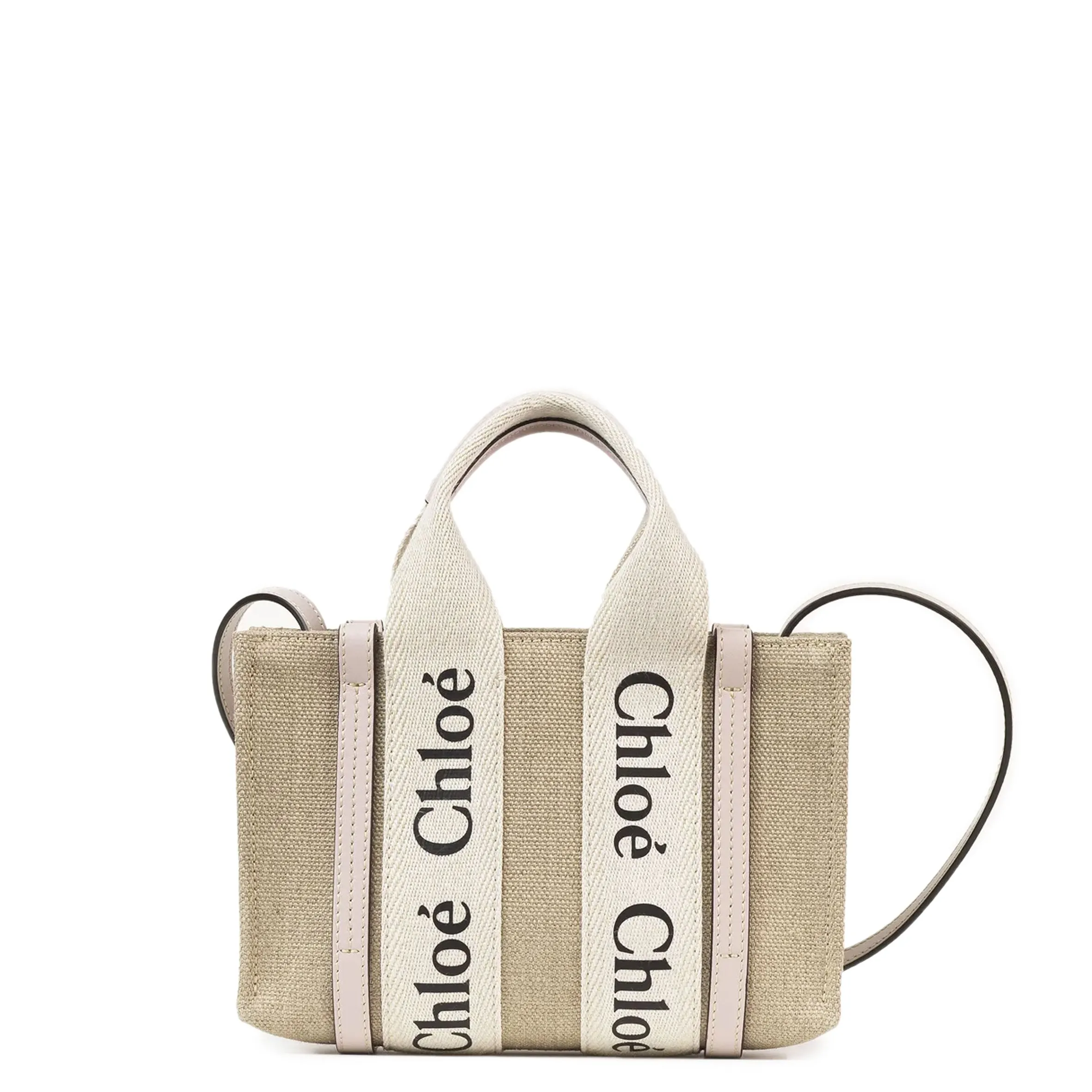 Chloé Sac Woody Tote Mini Lin, Rose Ciment