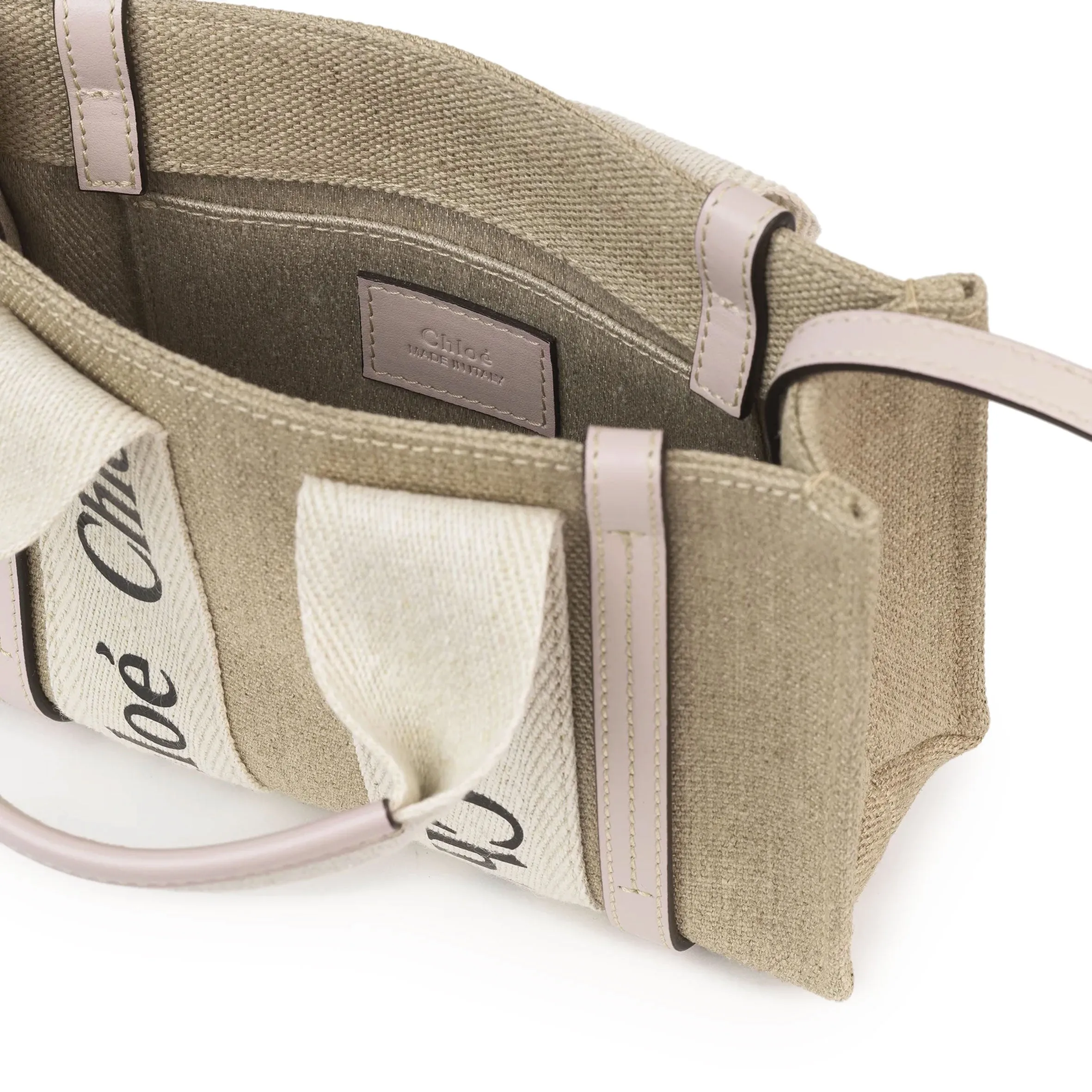 Chloé Sac Woody Tote Mini Lin, Rose Ciment