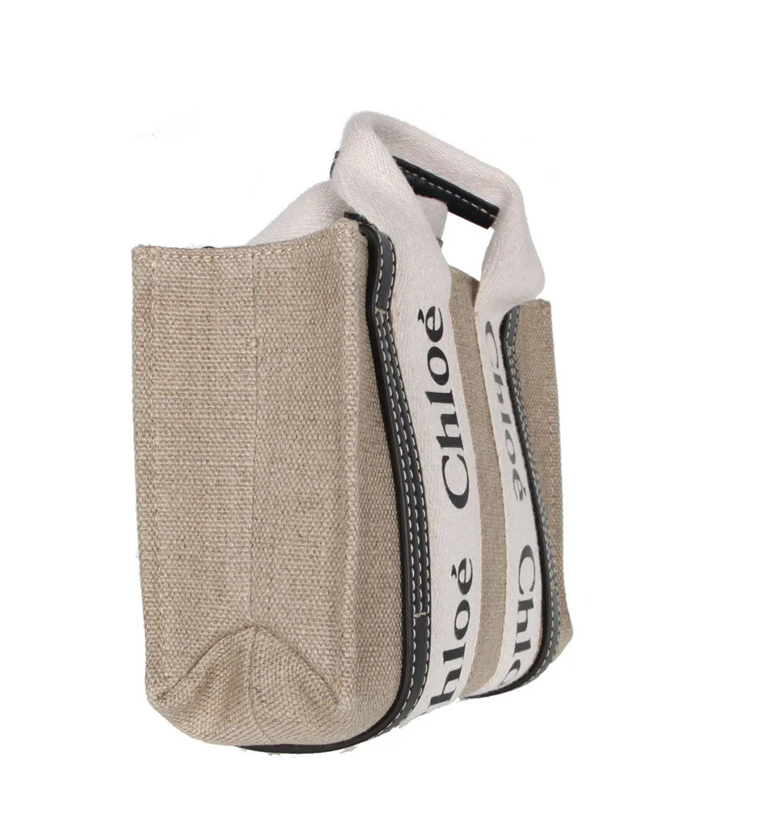 Chloé Sacs Woody Tote Mini Bandoulière Lin, Bleu Intégral