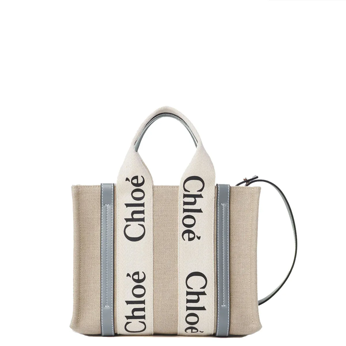 Chloé Sac Woody Tote Petit Bretelle Lin, Gris