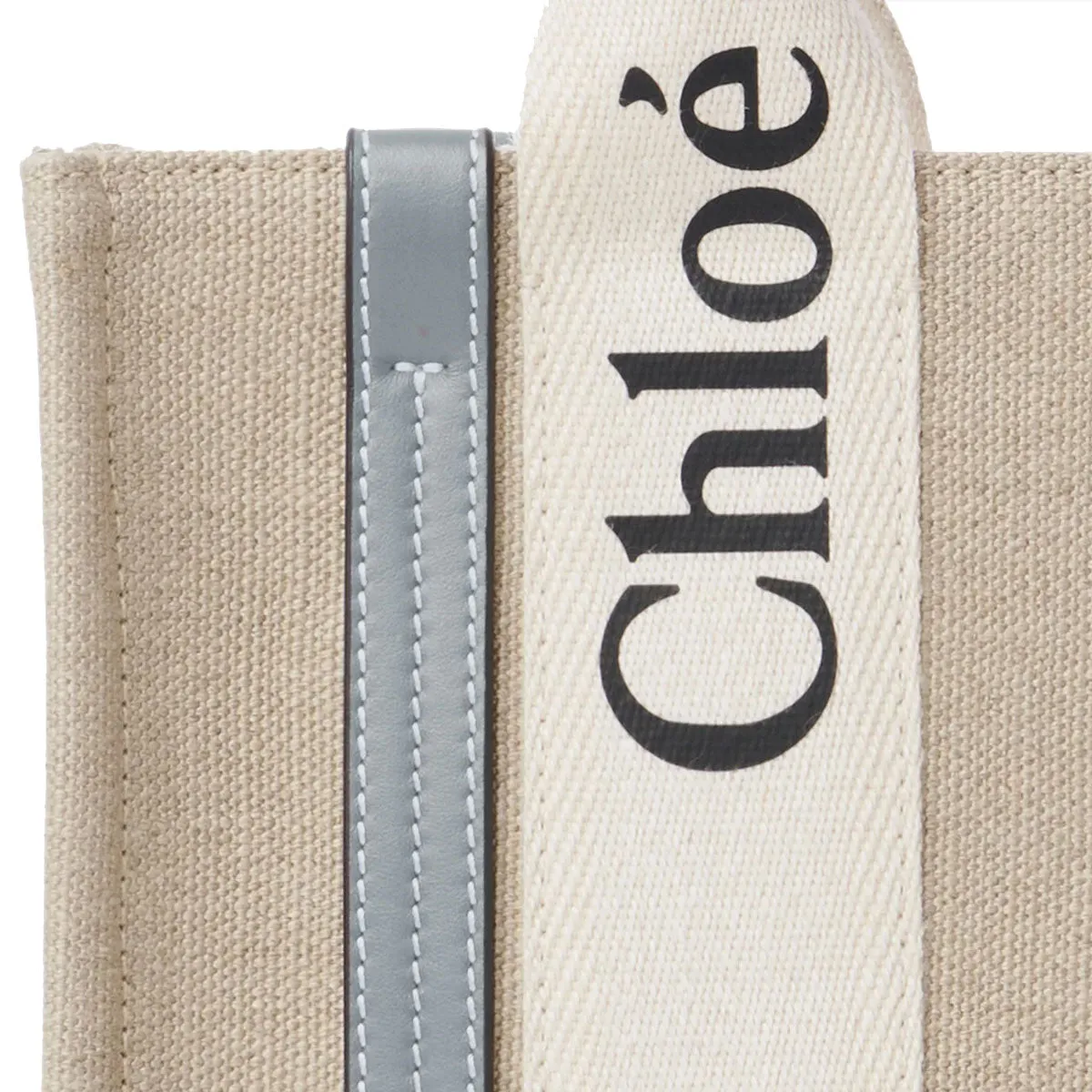 Chloé Sac Woody Tote Petit Bretelle Lin, Gris