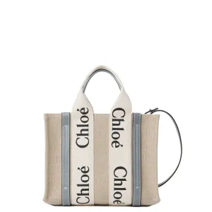 Chloé Sac Woody Tote Petit Bretelle Lin, Gris