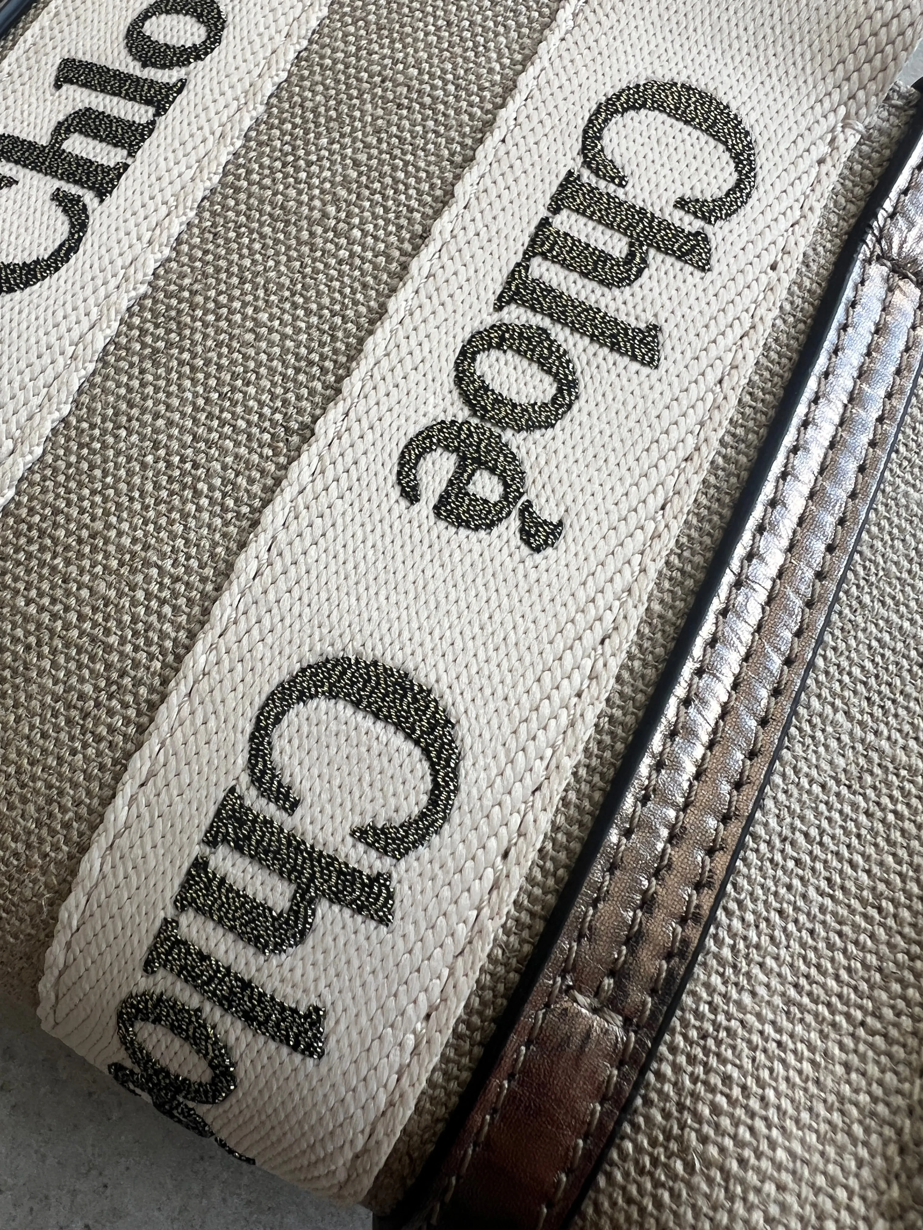 Chloé Sacs Woody Tote Petit Bretelle Lin, Gris Métallisé