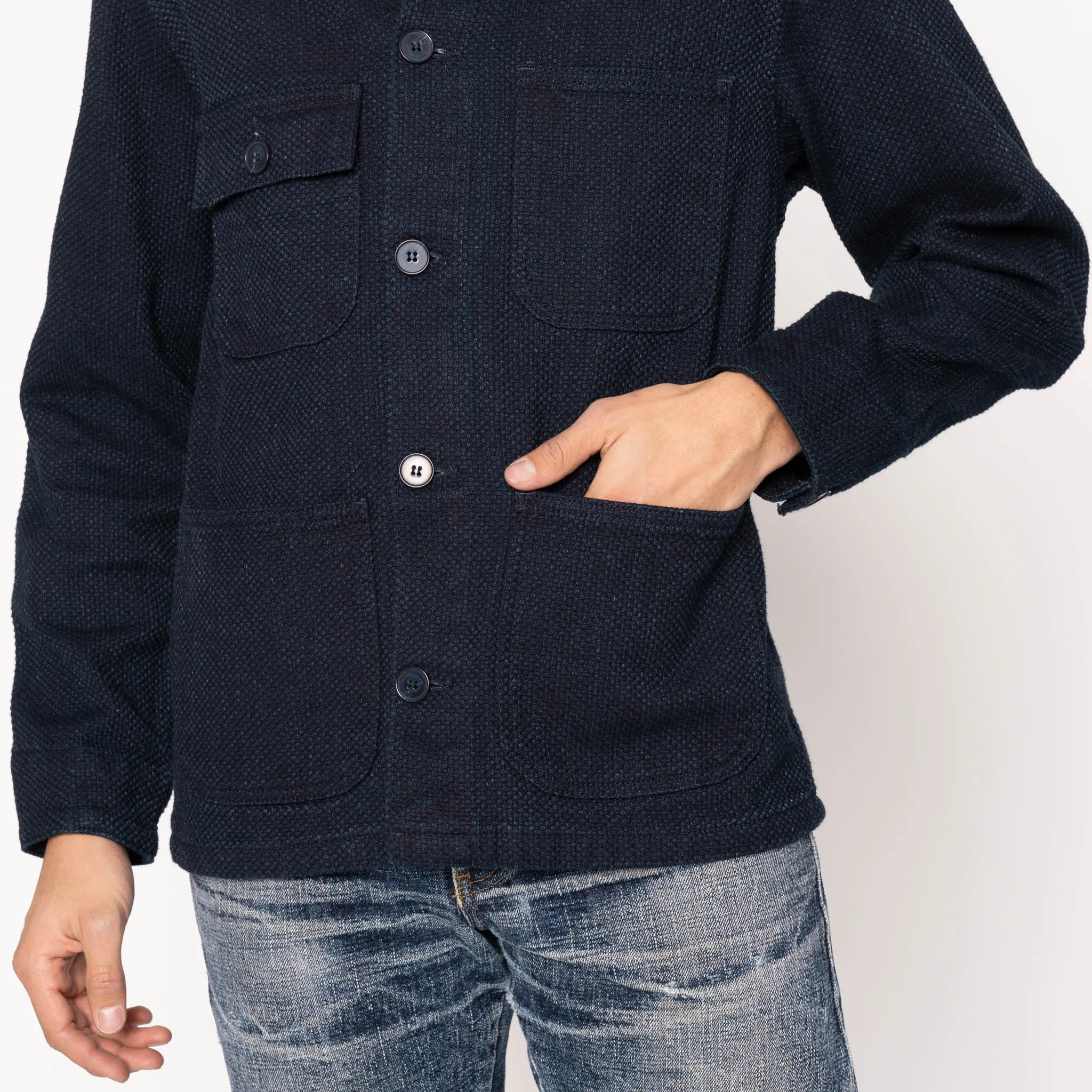 Veste de travail - Sashiko indigo
