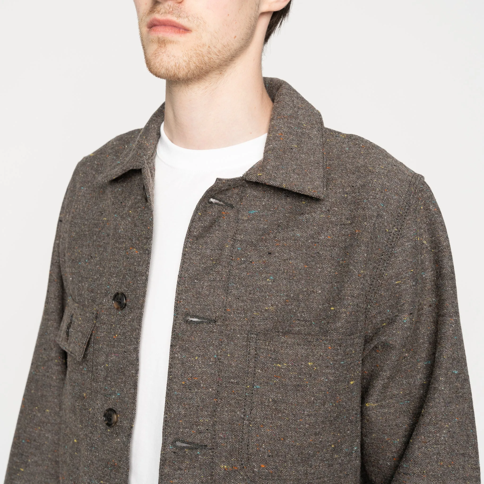 Veste de travail - Laine mélangée multi-nép - Marron
