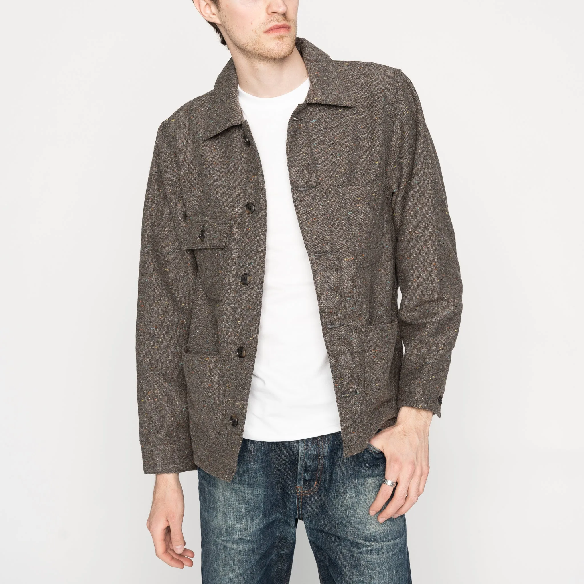 Veste de travail - Laine mélangée multi-nép - Marron