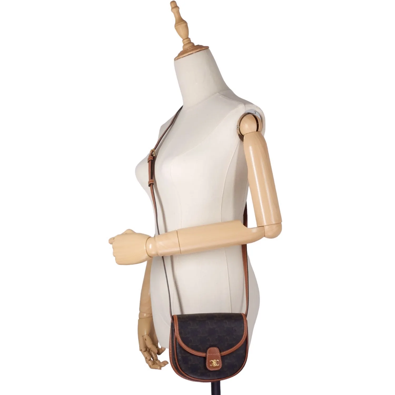 Sac Besace Céline en Toile Triomphe Mini et Cuir