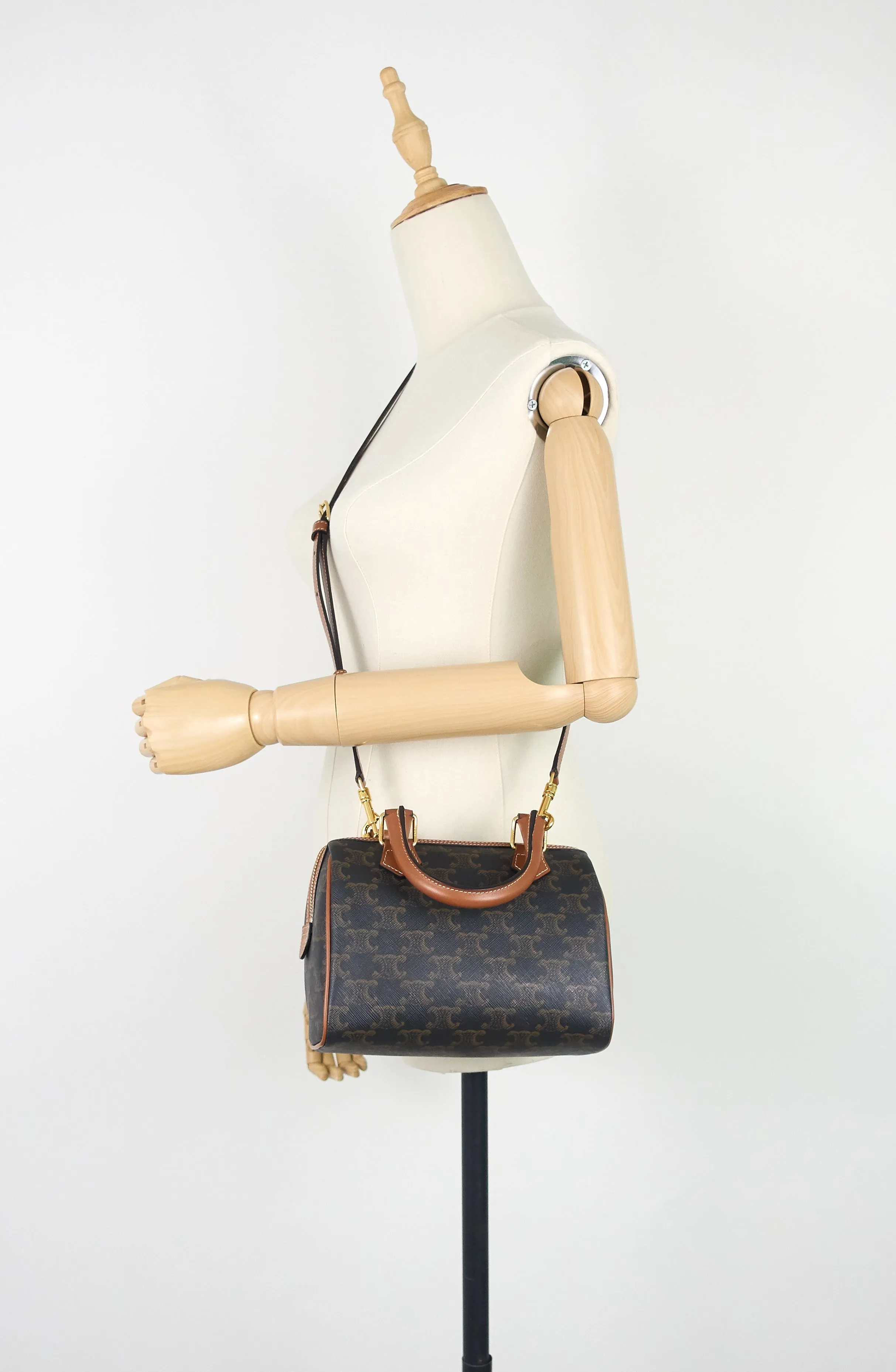 Sac Boston Small Triomphe en toile Céline