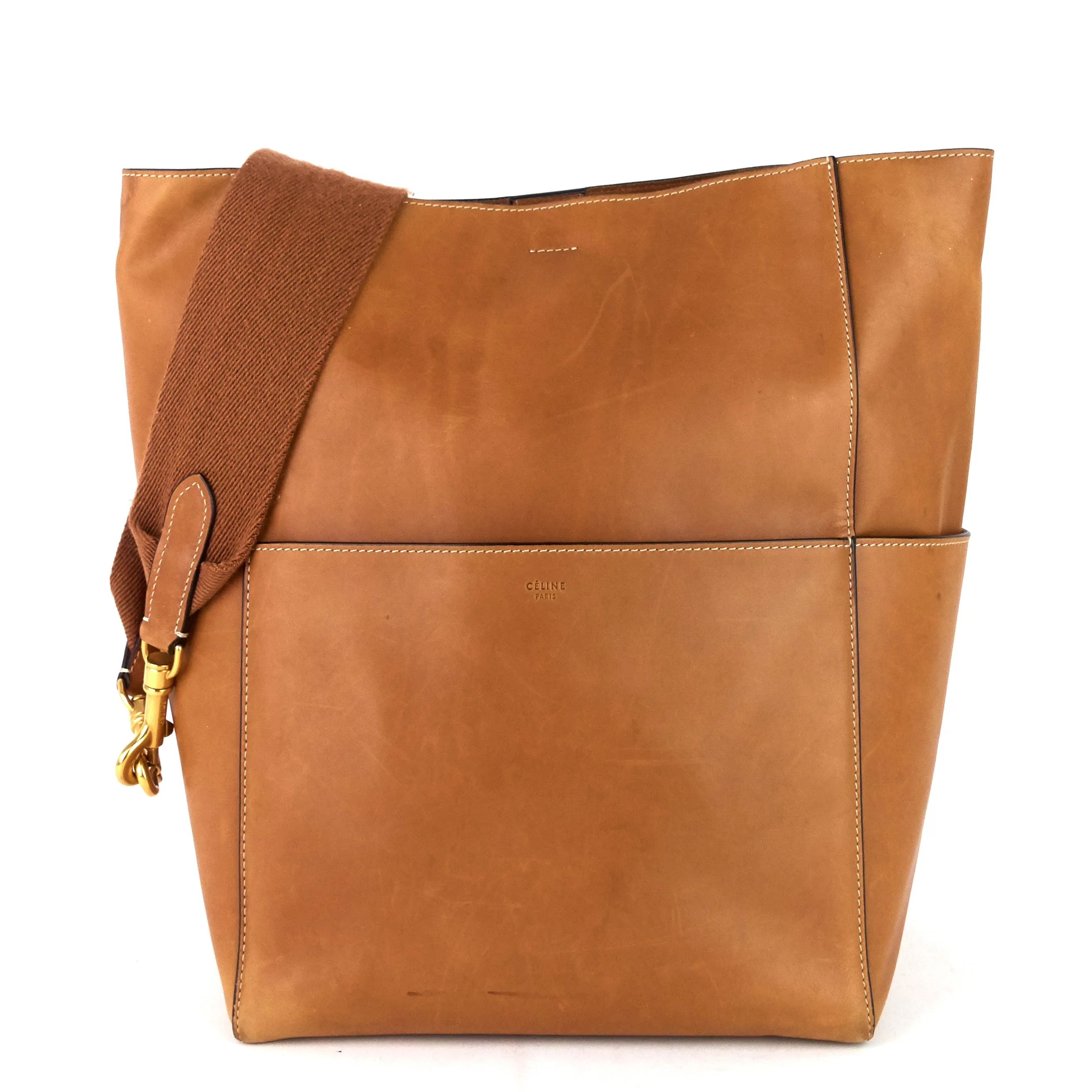 Sac Céline Sangle Large en cuir de veau naturel