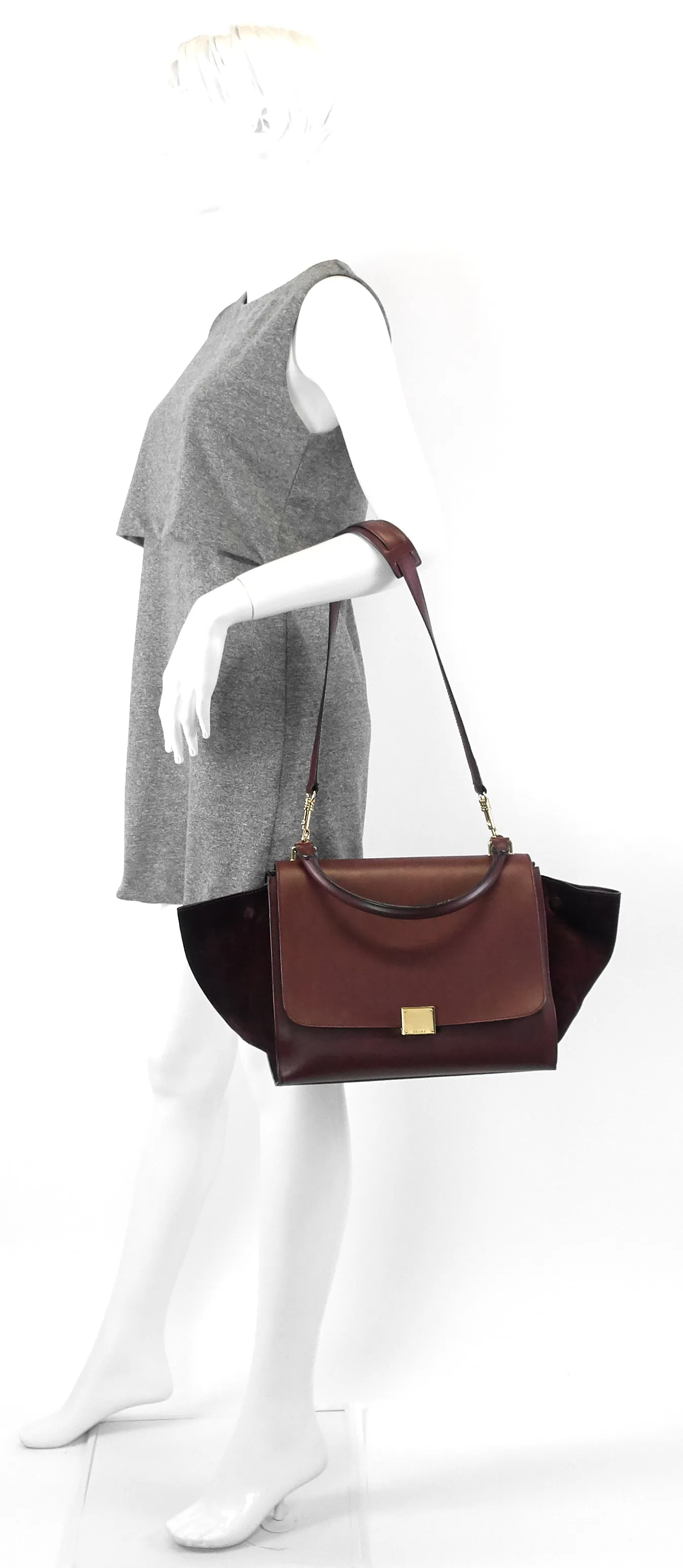 Sac Céline Trapeze Medium en Cuir Veau et Suède