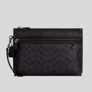 Sac Coach COACH Pochete Tout-Usage En Toile Signature Charbon/Noir CY985