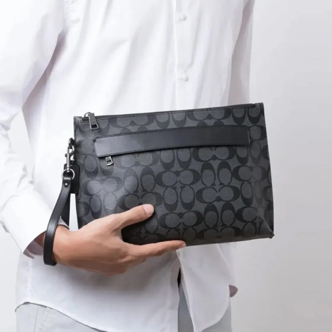 Sac Coach COACH Poche de Transport En Toile Signature Charbon/Noir 29508