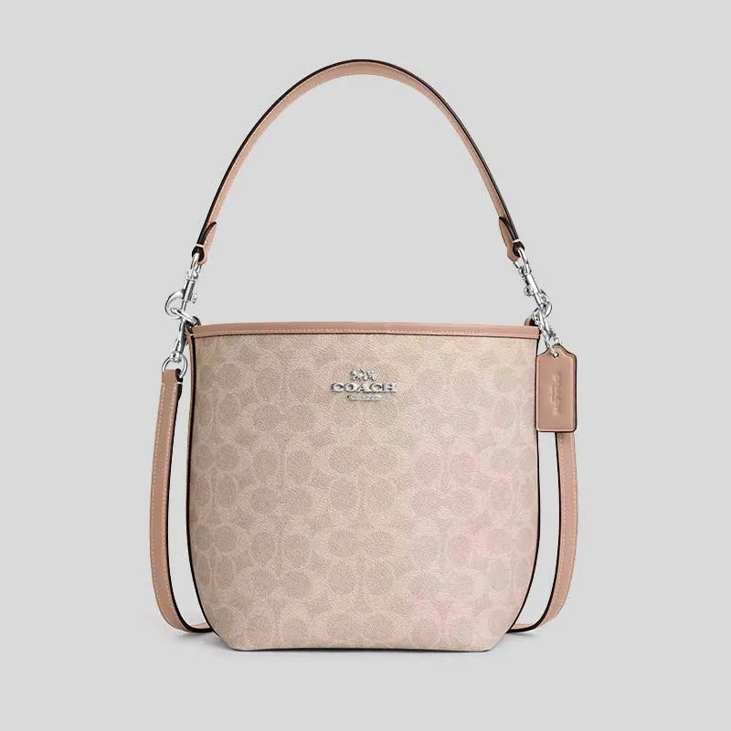 Sac Coach COACH City Bucket en toile signature taupe CT800