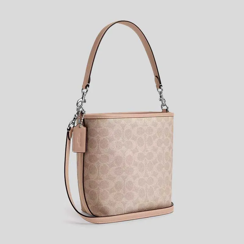 Sac Coach COACH City Bucket en toile signature taupe CT800