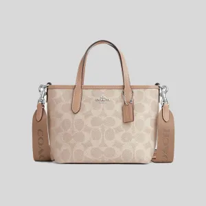 Sac à main COACH City Mini Tote en toile Signature sable/taupe CW032