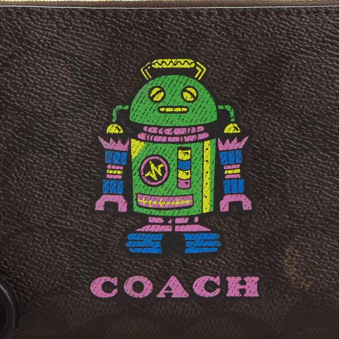 Sac Coach COACH Wristlet à fermeture éclair d'angle en toile Signature avec impression Robot CW868