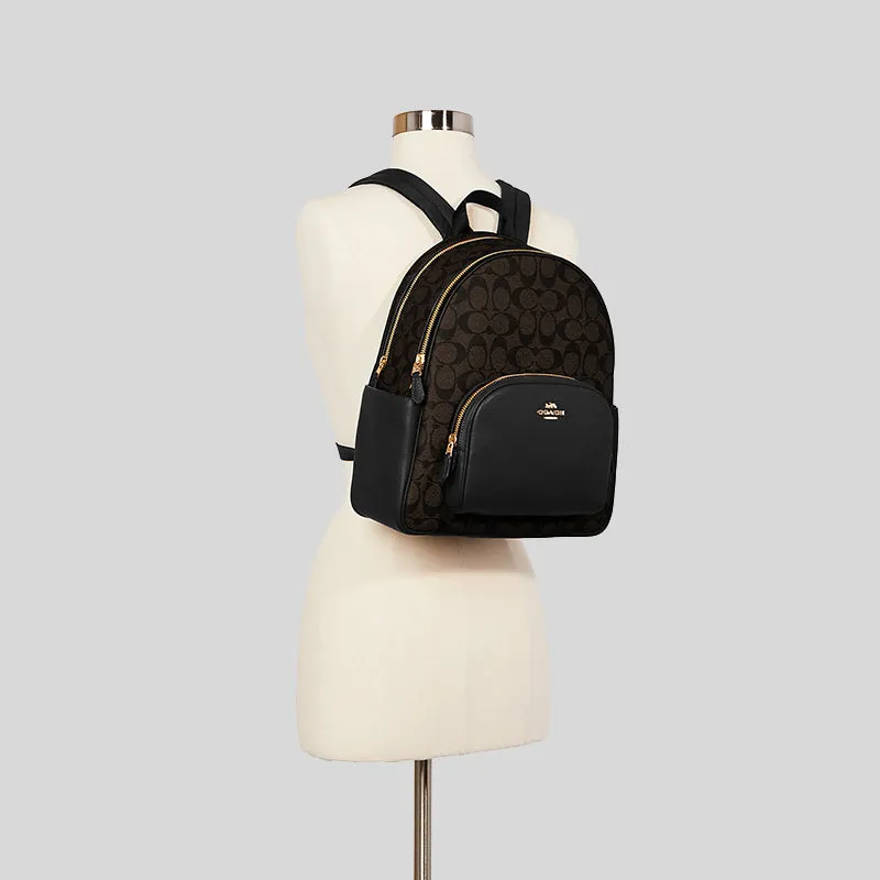Sac à dos Coach Court en toile signature marron et noir 5671