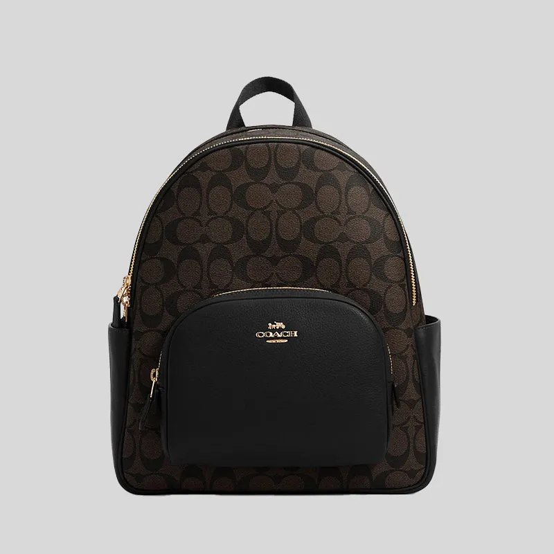 Sac à dos Coach Court en toile signature marron et noir 5671
