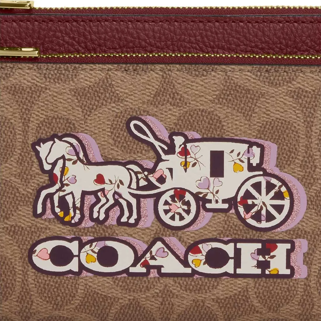 Portefeuille Double Zip COACH en toile Signature avec motif Cheval et Carrosse CX590