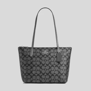 Sac à main COACH Fiona à fermeture éclair en toile Signature Gunmetal-Multi CW396