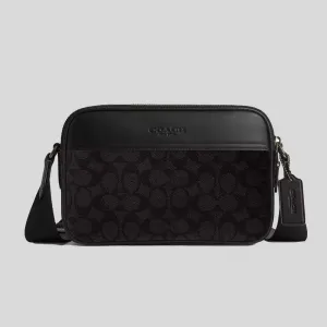 Sac Bandoulière COACH Graham en Toile Signature Charbon/Noir CV921
