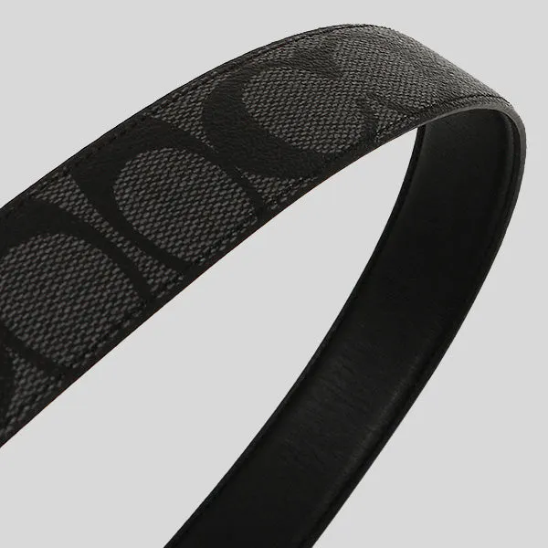 Ceinture réversible COACH à boucle d'attelage ajustable, 30 mm, charbon/noir CQ016