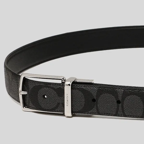 Ceinture réversible COACH à boucle d'attelage ajustable, 30 mm, charbon/noir CQ016