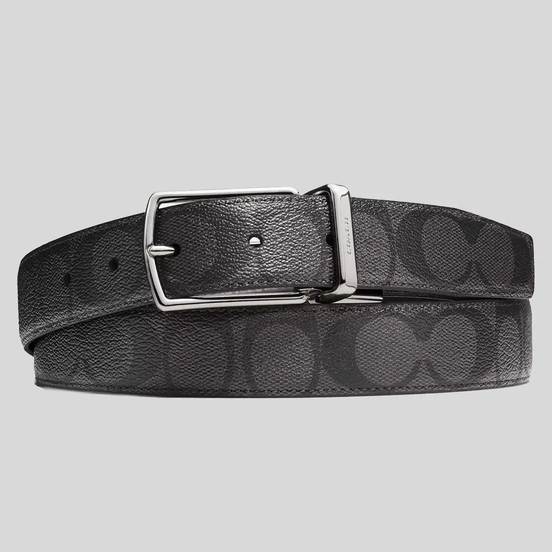Ceinture réversible COACH à boucle d'attelage ajustable, 30 mm, charbon/noir CQ016