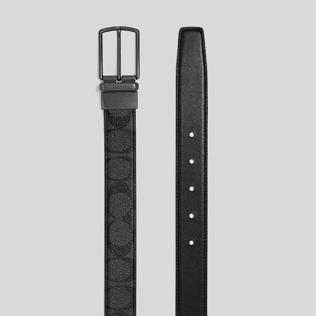 Ceinture réversible COACH à boucle d'attelage ajustable, 30 mm, charbon/noir CQ016
