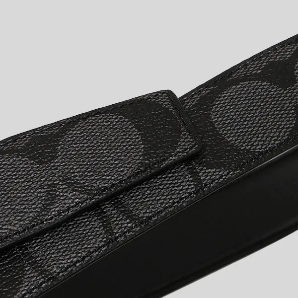 Ceinture réversible COACH à boucle d'attelage ajustable, 30 mm, charbon/noir CQ016