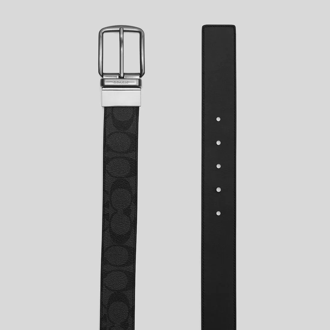 Ceinture réversible COACH à boucle d'attelage ajustable, 38 mm, Charbon/Noir CQ022