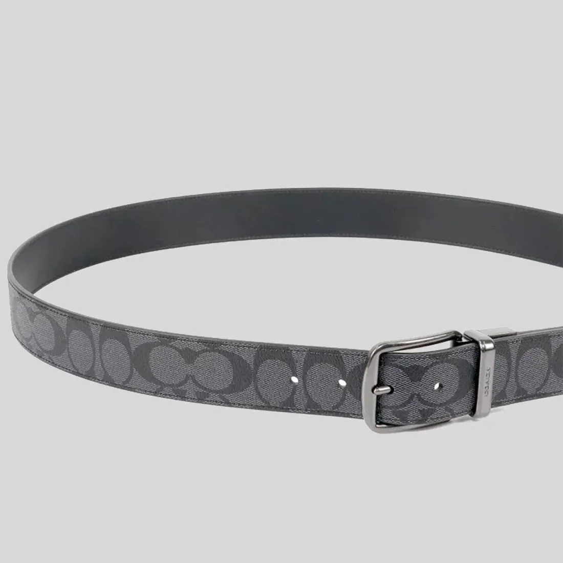 Ceinture réversible COACH à boucle d'attelage ajustable, 38 mm, Charbon/Noir CQ022