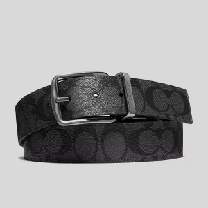 Ceinture réversible COACH à boucle d'attelage ajustable, 38 mm, Charbon/Noir CQ022