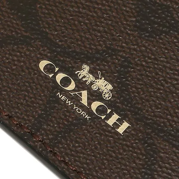 Sacs Coach COACH ID Lanyard En Toile Signature Marron Noir 63274