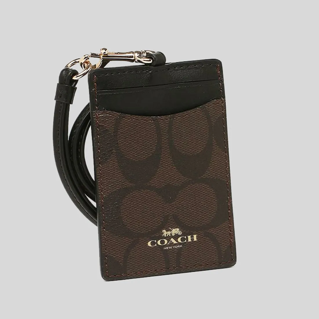 Sacs Coach COACH ID Lanyard En Toile Signature Marron Noir 63274
