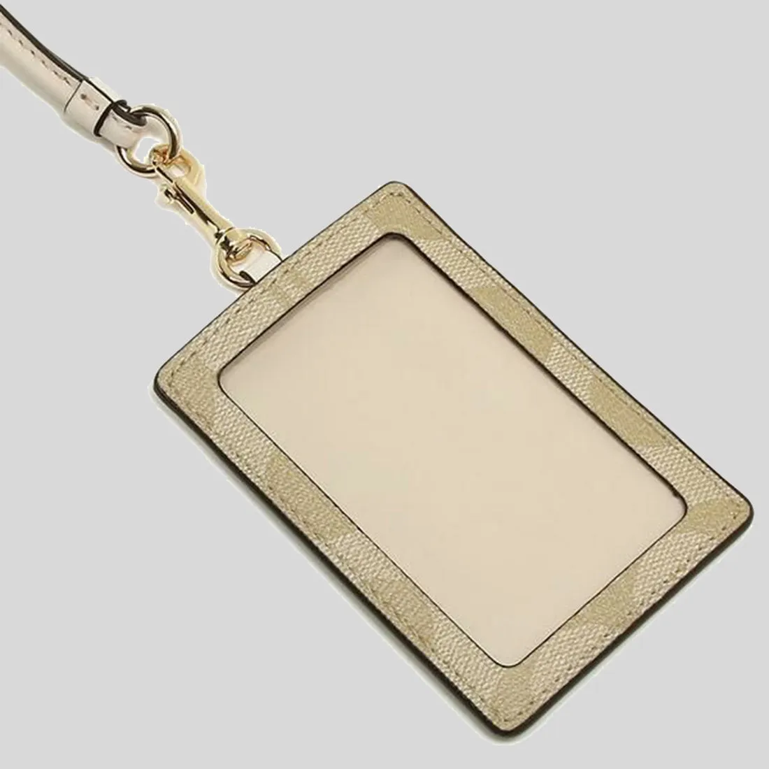 Sacs Coach COACH ID Lanyard En Toile Signature Khaki Clair/Craie 63274