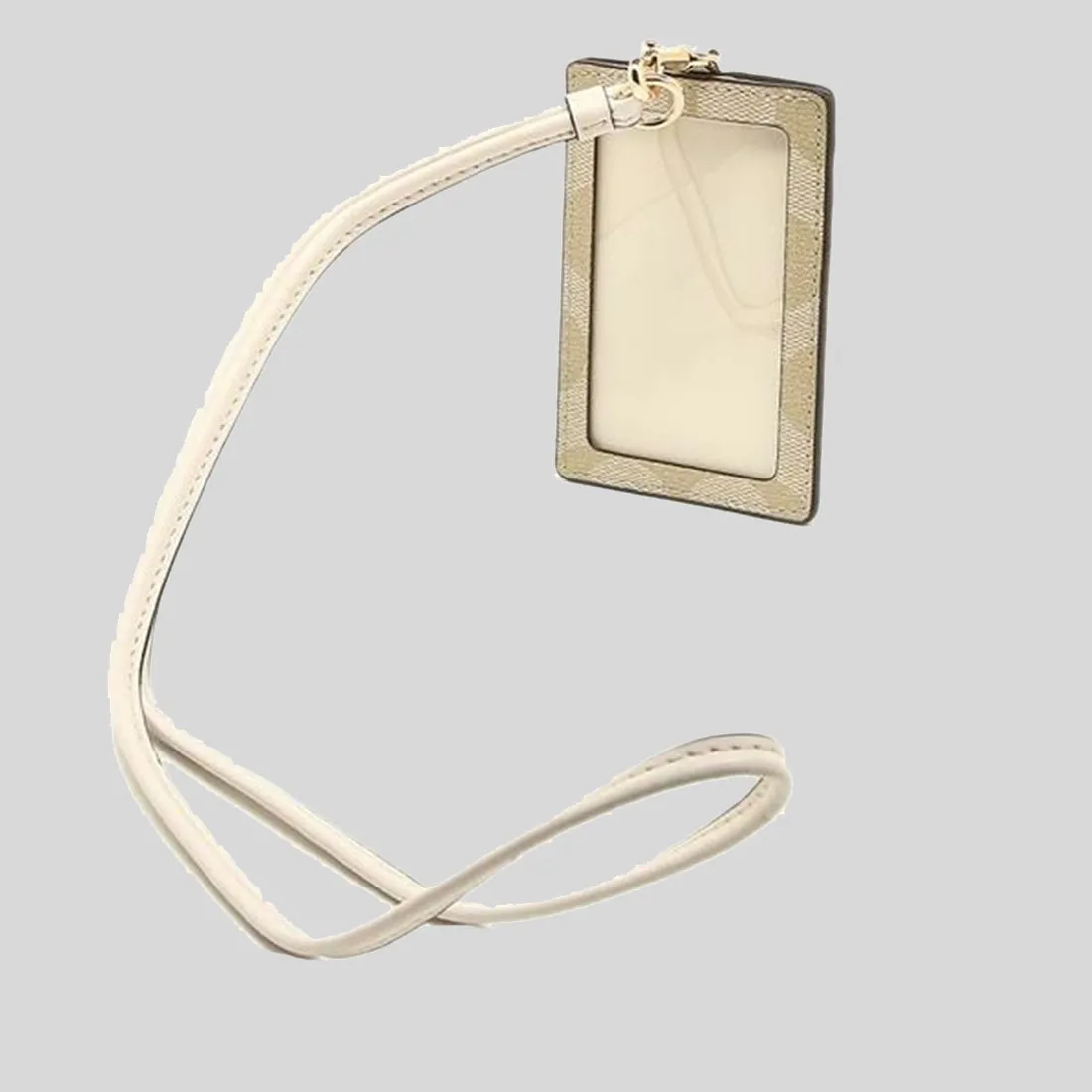 Sacs Coach COACH ID Lanyard En Toile Signature Khaki Clair/Craie 63274