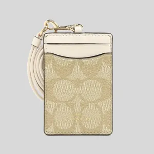 Sacs Coach COACH ID Lanyard En Toile Signature Khaki Clair/Craie 63274