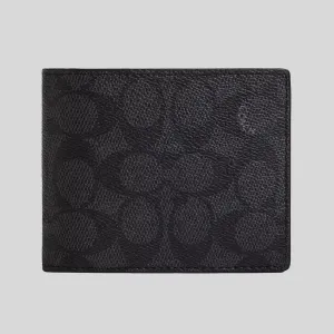 Sacs Coach PORTEFEUILLE 3 EN 1 POUR HOMME COACH EN TOILE SIGNATURE CHARBON/NOIR CW380