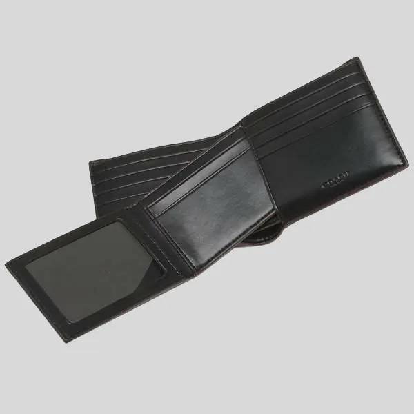 Portefeuille Compact pour Homme Coach en Signature avec Garniture Bordeau F25519