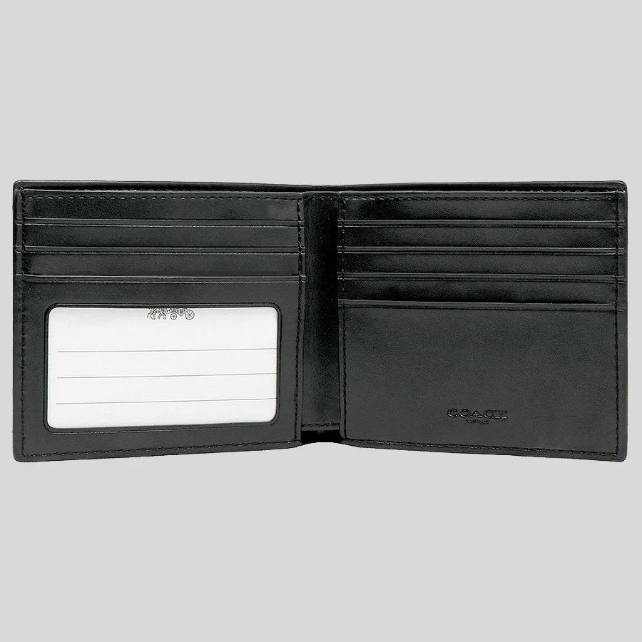 Portefeuille COACH pour Homme ID Billfold en Toile Signature Beige F66551