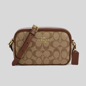 Sac COACH Mini Jamie en toile signature, couleur kaki/selle, modèle CQ874