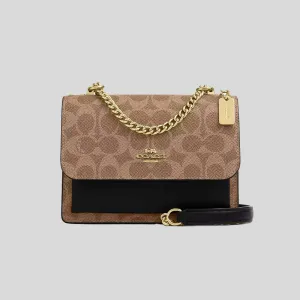 Sac à main COACH Mini Klare en toile signature beige/noir CW206