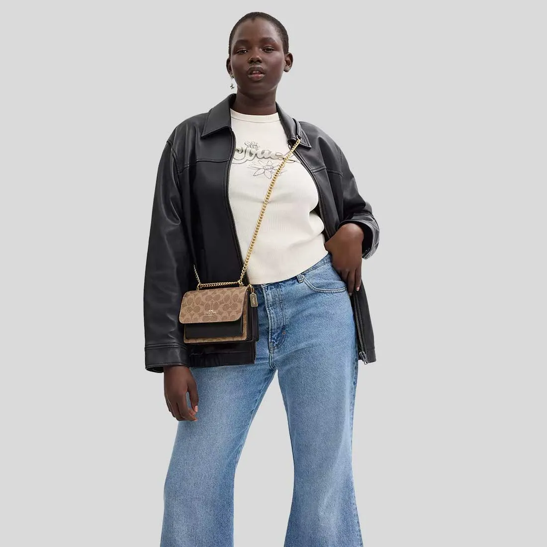 Sac à main COACH Mini Klare en toile signature beige/noir CW206