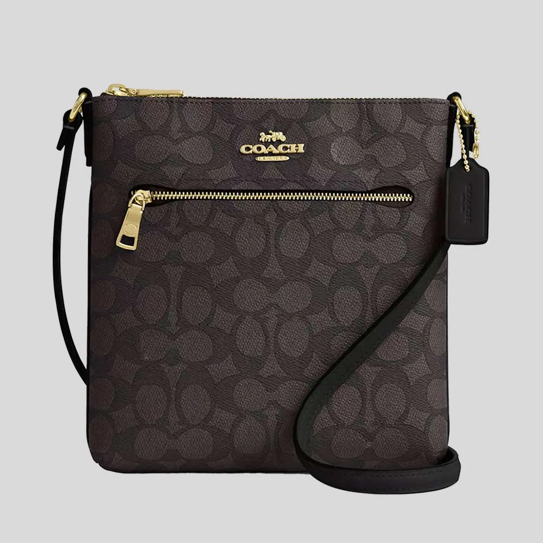 Sac COACH Mini Rowan en toile Signature couleur noyer/noir CW325