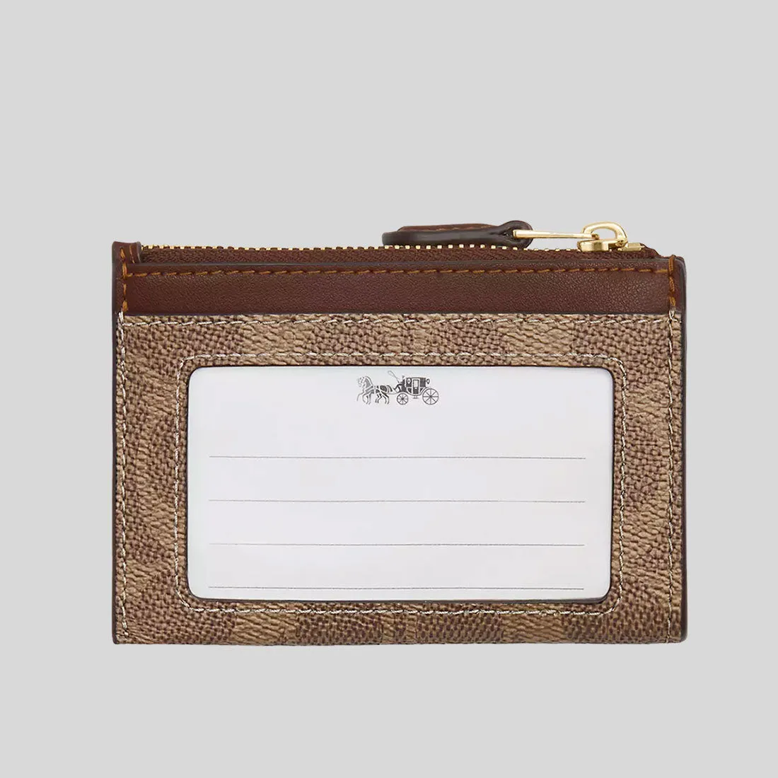 Sac Coach COACH Mini Skinny Étui d'Identité En Toile Signature Beige/Marron CW870