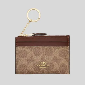 Sac Coach COACH Mini Skinny Étui d'Identité En Toile Signature Beige/Marron CW870