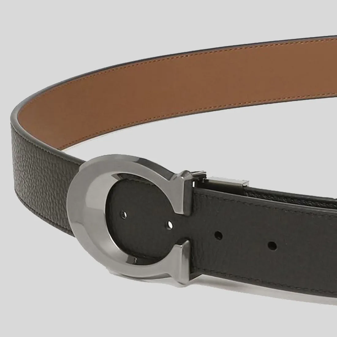 Ceinture réversible COACH Signature Buckle à tailler, 38 mm Noir/Dark Saddle CQ013