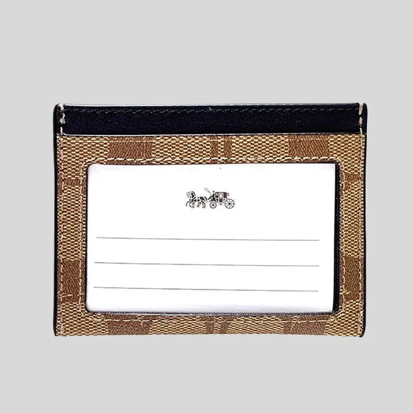 Porte-cartes mince COACH en toile Signature couleur tan F58110